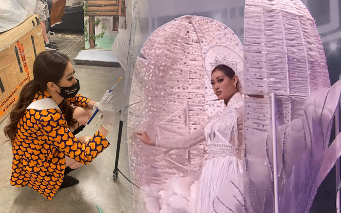 'Kén Em' bị trục trặc, Khánh Vân tự tay sơn sửa trước giờ thi, fan chỉ biết rưng rưng xúc động Ảnh 2