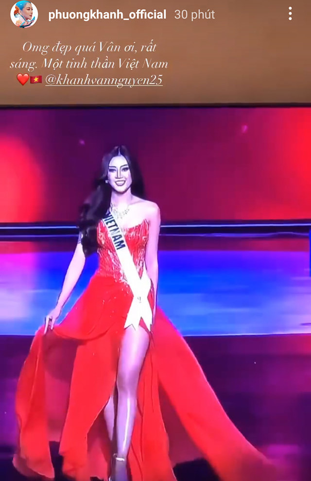 Hoa hậu Phương Khánh tiếp tục có động thái ủng hộ Khánh Vân tại Bán kết Miss Universe 2020.