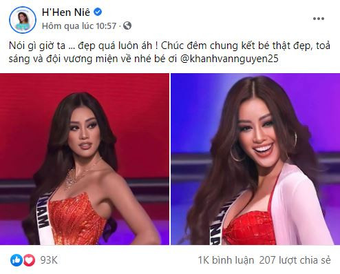 H'Hen Niê liên tục dành lời khen ngợi, cổ vũ tinh thần cho đàn em.