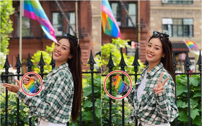 Khánh Vân xuống phố năng động với phụ kiện và background ấn tượng: Cờ lục sắc lan tỏa nhiều thông điệp Ảnh 2