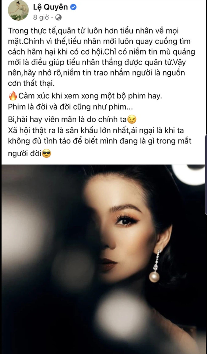 Status của Lệ Quyên bị cho là 'đá xéo' bà Phương Hằng.