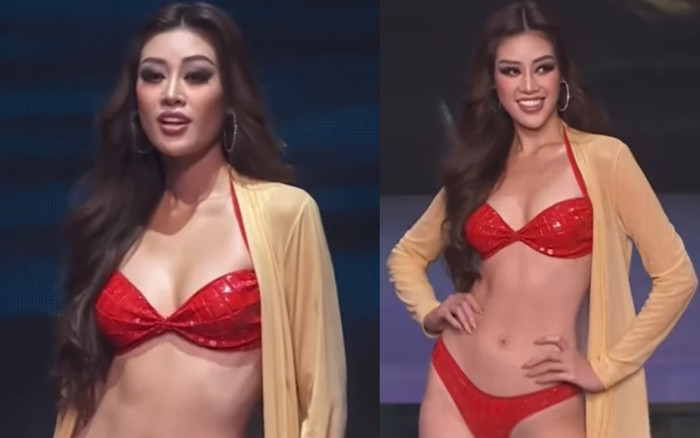 Chung kết Miss Universe: Khánh Vân diện bikini đỏ 'bung xõa': Body xịn xò, thần thái không có đối thủ Ảnh 2