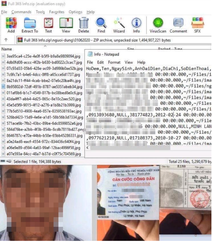 Thông tin của gần 10.000 người Việt Nam bị hacker rao bán trên mạng. (Ảnh do NCSC cung cấp)
