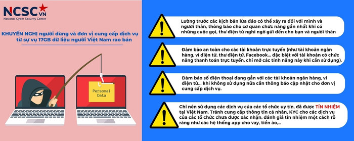 Khuyến cáo của Trung tâm Giám sát an toàn không gian mạng Quốc gia. (Ảnh: NCSC / Facebook)