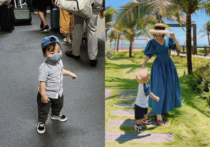 Hòa Minzy vui vẻ đưa con dạo chơi