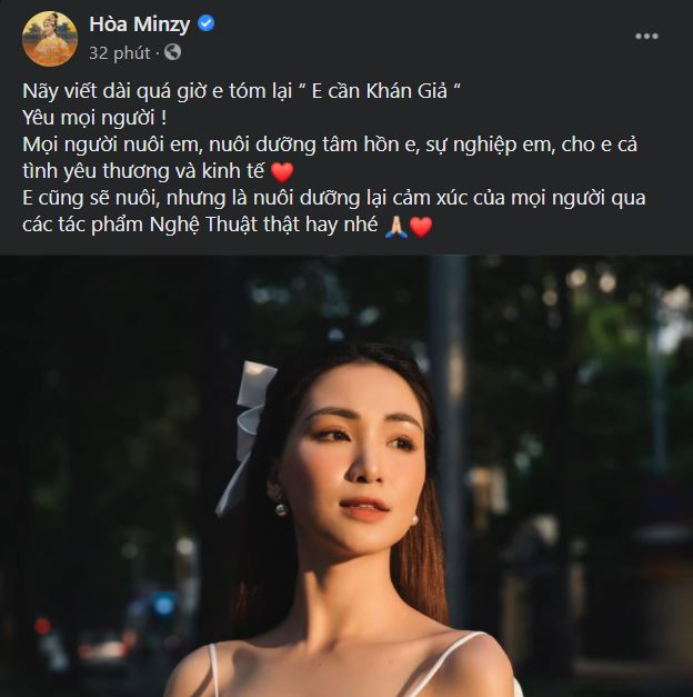 Bài đăng mới của Hòa Minzy.