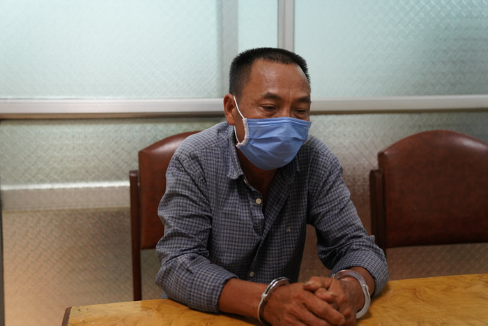 Đối tượng Nguyễn Văn Phượng tại cơ quan công an.