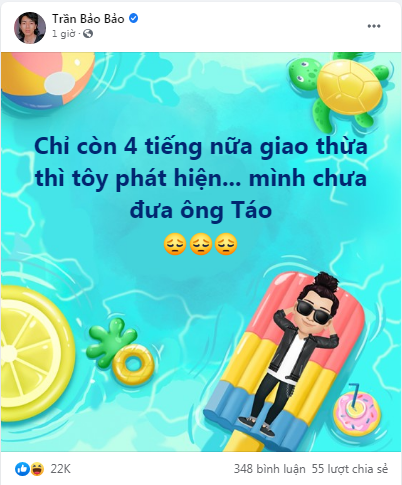 BB Trần hài hước đón giao thừa.
