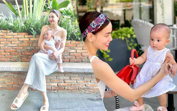 Lisa 'mượn' túi xách hiệu, diện váy đôi đi bát phố cùng mẹ Hà Hồ Ảnh 2