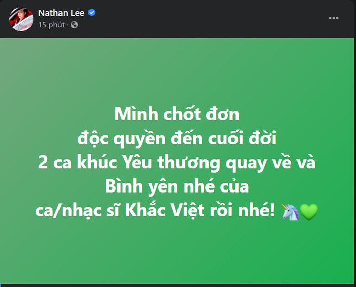 Nathan Lee tiếp tục vung tiền 'chốt đơn' loạt hit Khắc Việt sáng tác cho Cao Thái Sơn Ảnh 6