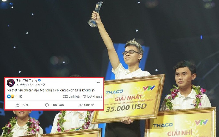 Bị 'nghi ngờ' năng lực qua điểm số thi tốt nghiệp, Quán quân Olympia đặt câu hỏi cực gắt Ảnh 2