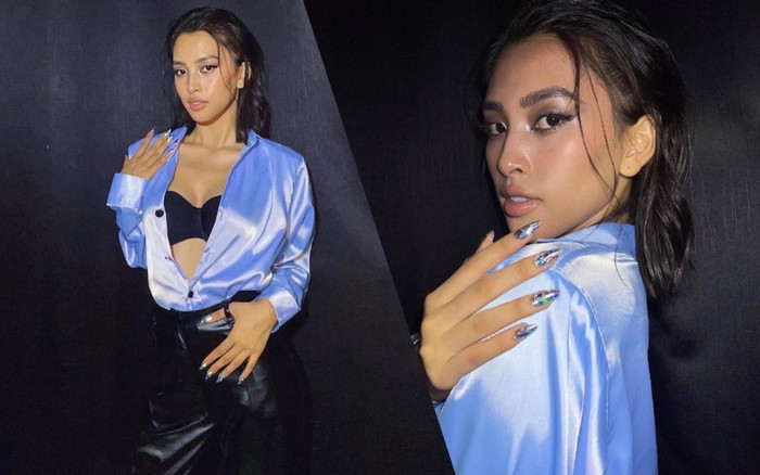 Hoa hậu Tiểu Vy tóc ướt át, diện áo sơ mi nửa kín nửa hở lấp ló vòng 1 căng đầy Ảnh 2