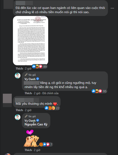 Vy Oanh mong bà Phương Hằng mau khỏe, 'đá xéo' vợ ông Dũng lò vôi 'lấy tiền đè người' Ảnh 2