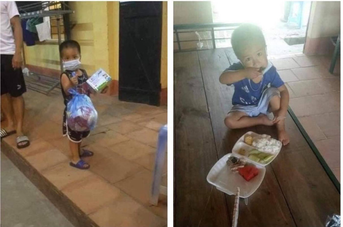 Cháu M. ở trong khu cách ly rất ngoan, tự ăn cơm, không quấy khóc.