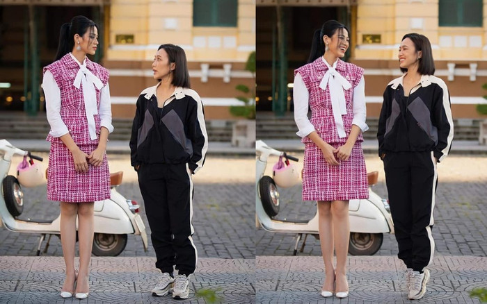 Diệu Nhi tung chiêu 'hack' dáng khi đứng cạnh Hoa hậu Đỗ Thị Hà, fan phì cười Ảnh 2