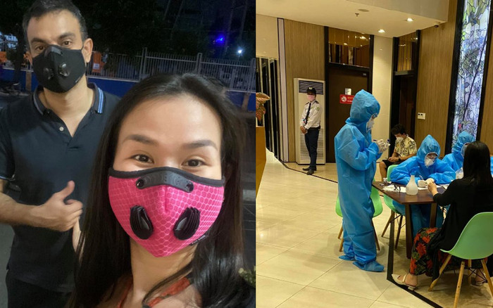 Bà bầu Võ Hạ Trâm cùng ông xã Ấn Độ đi lấy mẫu xét nghiệp COVID-19 trong đêm Ảnh 2