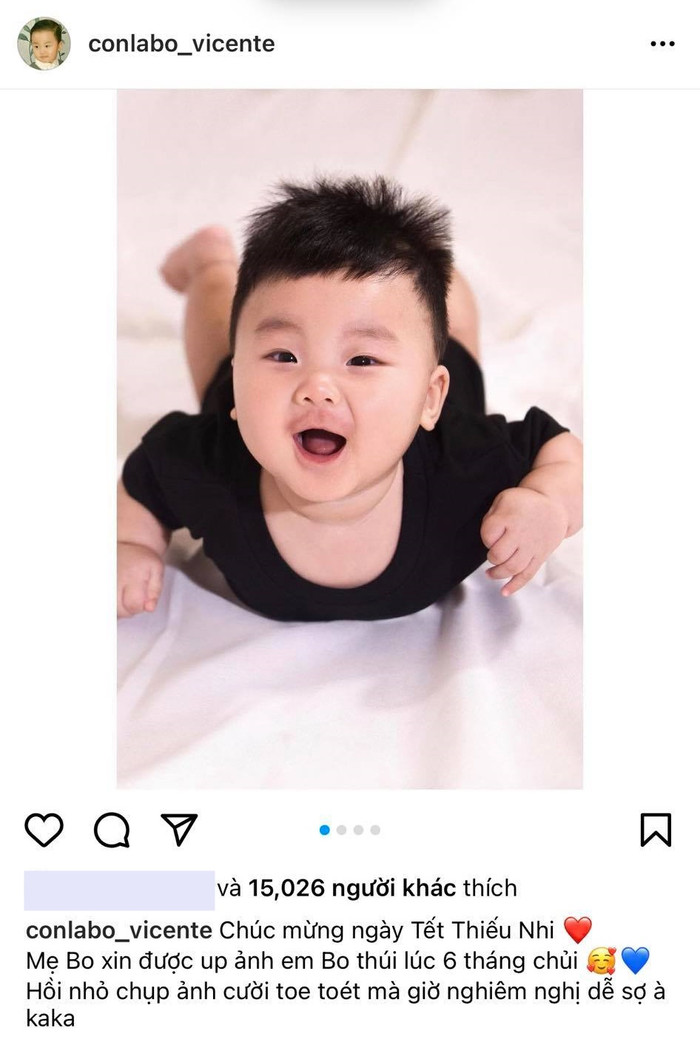 Hòa Minzy khoe ảnh bé Bo 6 tháng tuổi trên trang Instagram riêng của con trai.