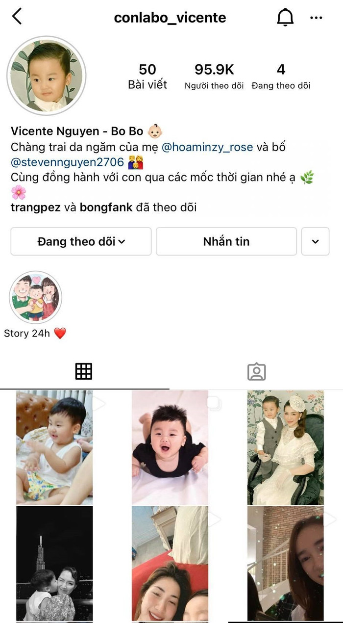 Trang Instagram riêng của 'thiếu gia nhí'.