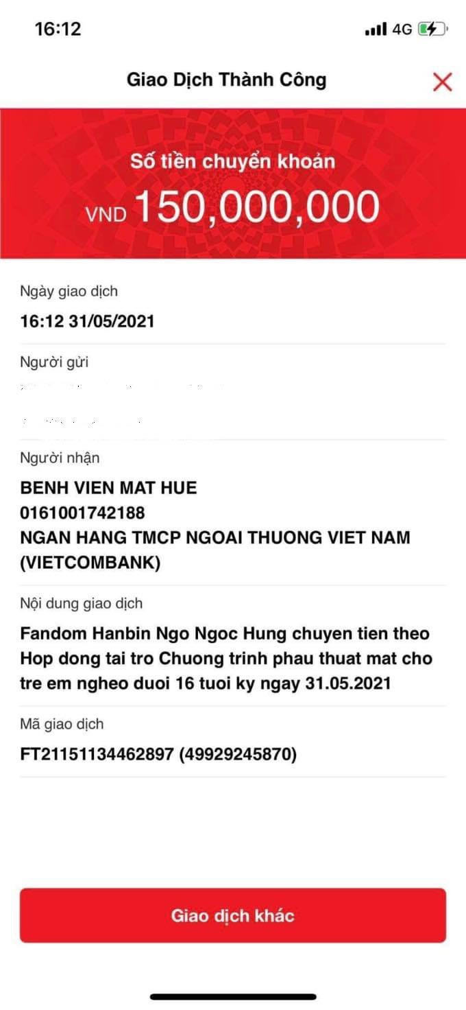 Fandom đã ủng hộ 150 triệu đồng cho Chương trình Phẫu thuật mắt miễn phí cho trẻ em nghèo dưới 16 tuổi.