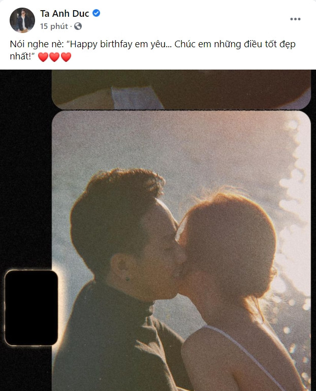 Anh Đức đăng ảnh ôm hôn bạn gái nhân dịp sinh nhật.