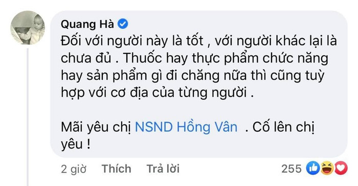 Ca sĩ Quang Hà hứng chịu làn sóng chỉ trích khi lên tiếng bênh vực NSND Hồng Vân Ảnh 1