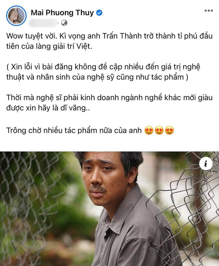 Mai Phương Thuý mong Trấn Thành sẽ là tỉ phú đầu tiên của làng giải trí Việt Ảnh 3