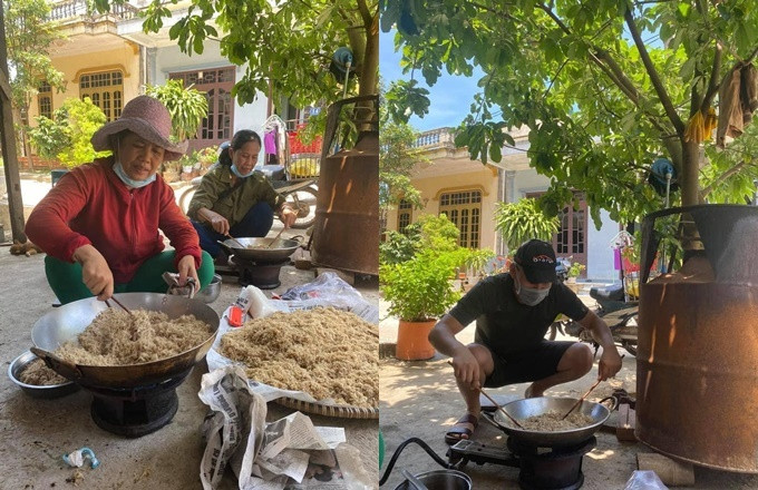 Nắng như đổ lửa, bà con Quảng Bình vẫn miệt mài làm chà bông gửi tặng tuyến đầu chống dịch ở Bắc Giang Ảnh 1