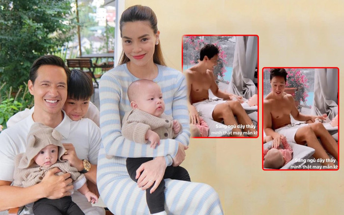 Lisa và Leon thích thú, cười không ngớt khi được ba Kim Lý hát cho nghe Ảnh 2