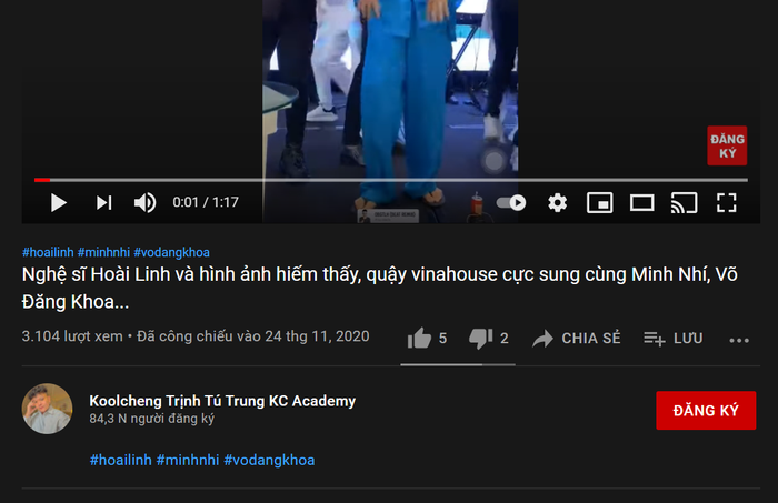 Đoạn clip được đăng tải trên kênh YouTube của diễn viên Trịnh Tú Trung vào ngày 24/11/2020