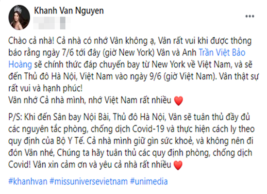 Hoa hậu Khánh Vân bật mí ngày trở về nước: 'Vân nhớ cả nhà mình - nhớ Việt Nam rất nhiều' Ảnh 5
