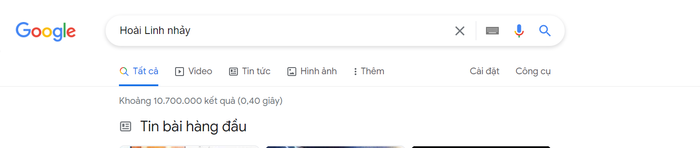 Từ khóa 'Hoài Linh nhảy' trên công cụ tìm kiếm Google. (Ảnh: Chụp màn hình)