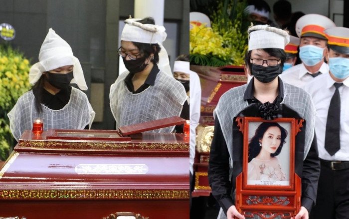 Đám tang Hoa hậu Thu Thủy: Hai con bật khóc, thẫn thờ bên quan tài của mẹ khiến nhiều người xót xa Ảnh 2