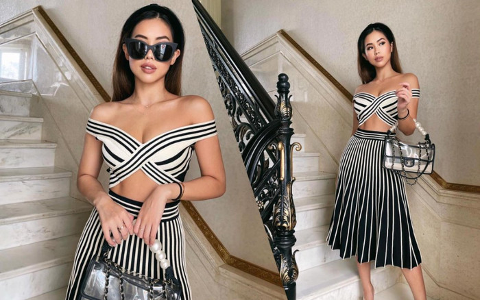 Em chồng Hà Tăng khoe combo vòng 1 và rãnh bụng chỉ để sống ảo bên cầu thang Ảnh 2