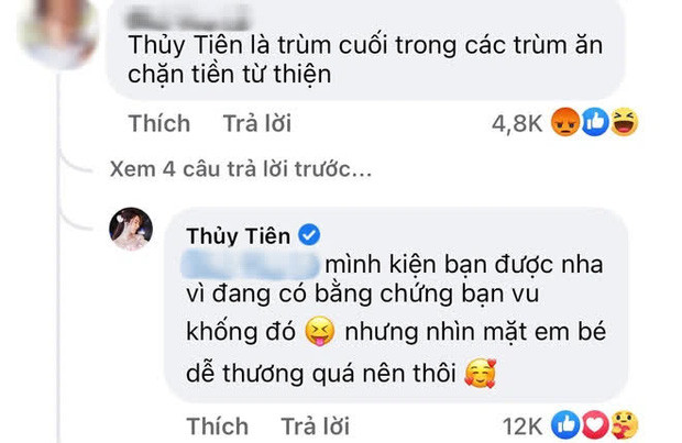 Thuỷ Tiên đáp trả khi bị gọi là 'trùm ăn chặn': 'Tôi kiện bạn được vì đang có bằng chứng bạn vu khống đó' Ảnh 3