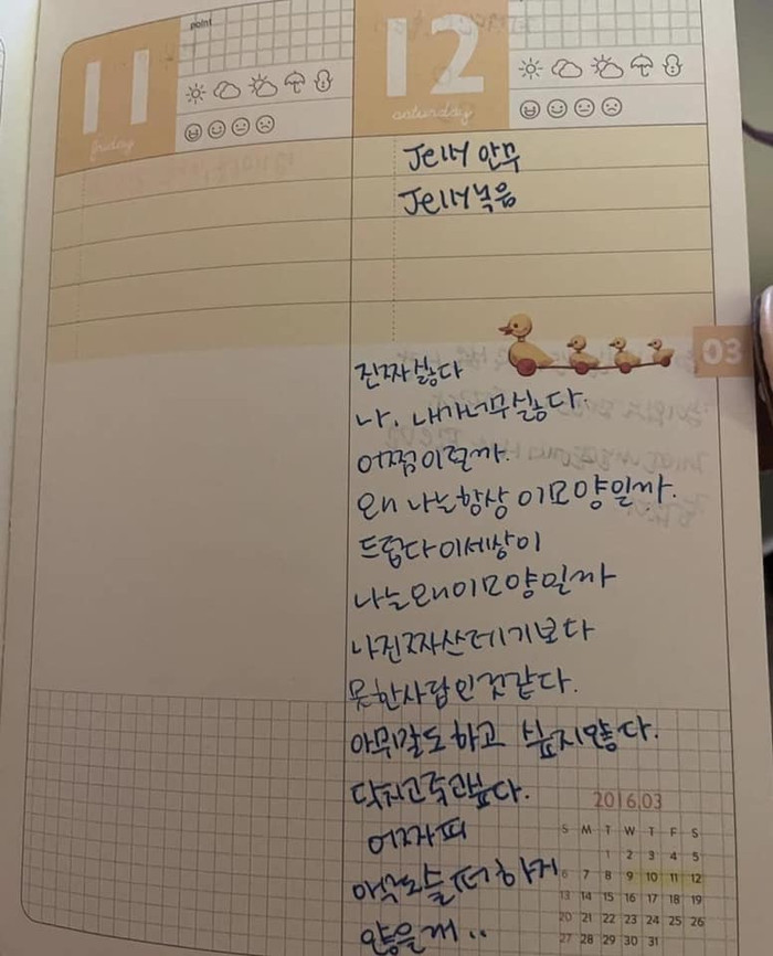 Trang nhật ký gốc mà chị gái Naeun đăng tải.