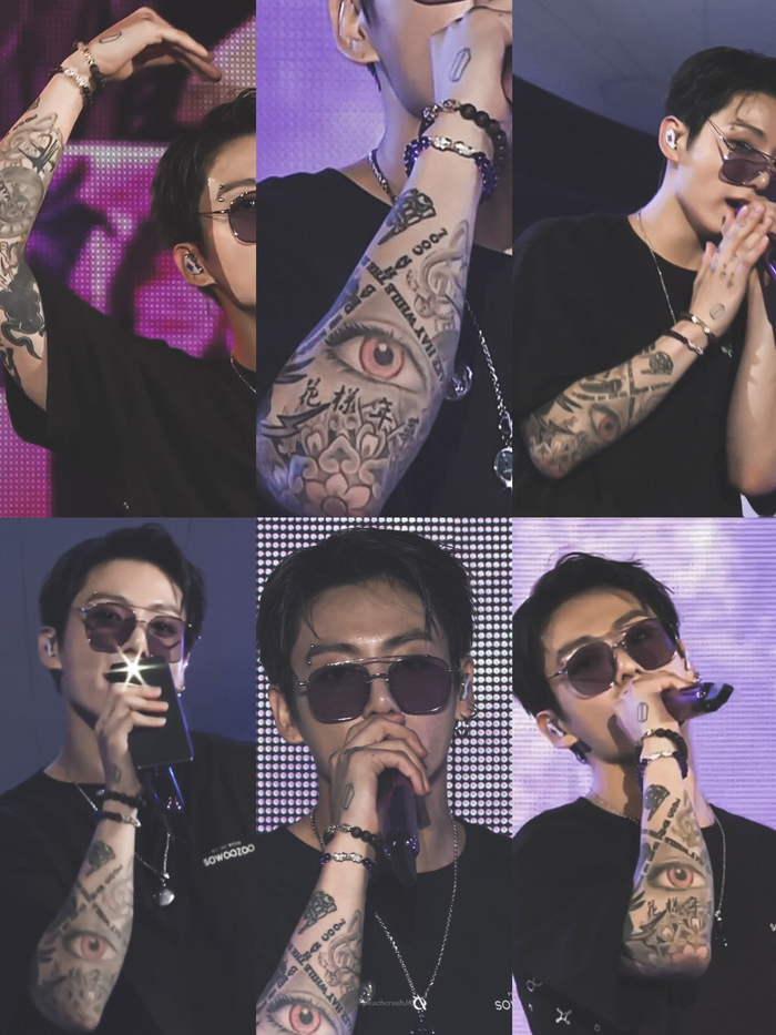 Hình ảnh về hình xăm của Jungkook được nhiều người tổng hợp.