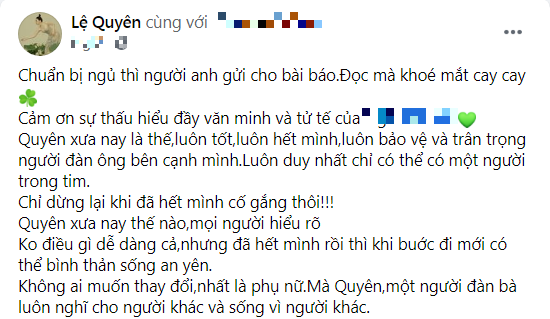 Lệ Quyên trải lòng về bản thân hậu khẩu chiến với anti-fan để bảo vệ tình trẻ.