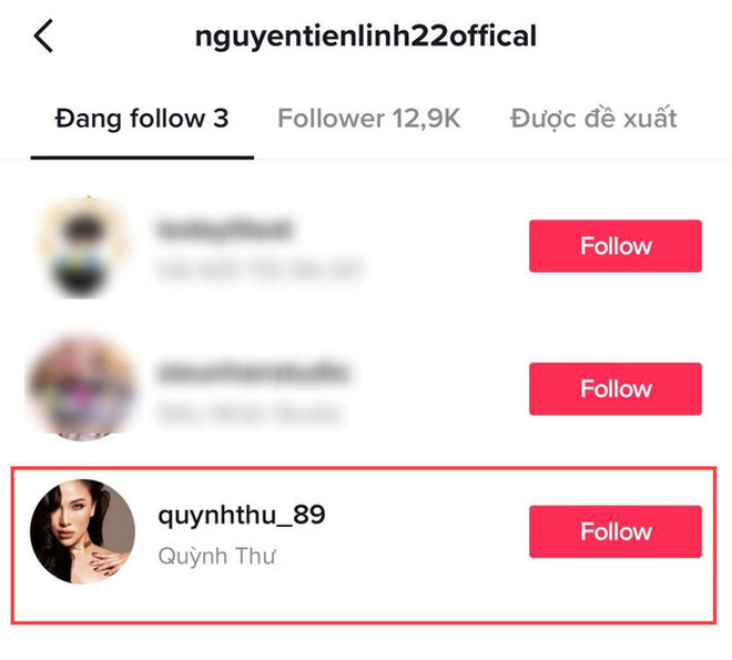 Chàng cầu thủ sinh năm 1997 chỉ theo dõi 3 tài khoản duy nhất, trong đó có Quỳnh Thư.