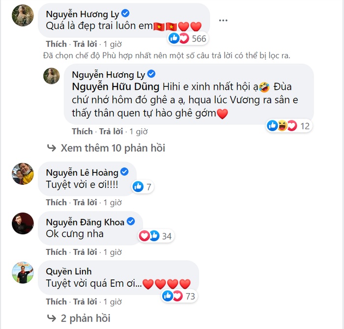 Loạt sao Việt để lại bình luận bên dưới bài đăng của Minh Vương