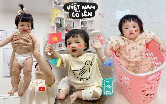 Con gái Đông Nhi - Ông Cao Thắng 'gây sốt' với loạt ảnh cổ vũ đội tuyển bóng đá Việt Nam Ảnh 2