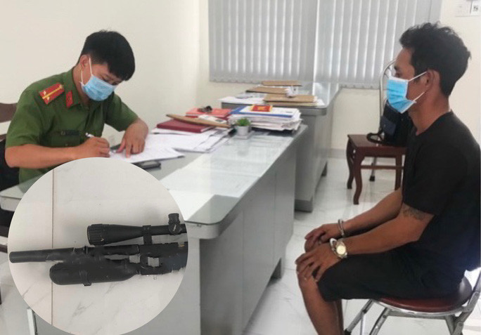 Đối tượng Dương Bảo Anh cùng tang vật vụ án. Ảnh: Người Lao Động