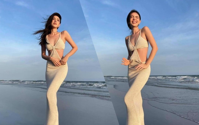 Ma nữ Mai Davika gây bão mạng xã hội khi diện váy maxi cut-out khoe thân giữa biển Ảnh 2