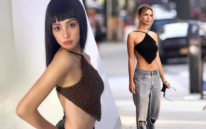 Hoa hậu Tiểu Vy mặc áo yếm y chang siêu mẫu nội y Emily Ratajkowski, khó phân bì ai đẹp hơn Ảnh 2