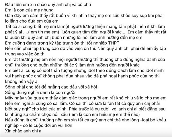 Con nuôi Phi Nhung lên tiếng bảo vệ mẹ, đồng thời nhắn nhủ đến cộng đồng mạng sau ồn ào Ảnh 2