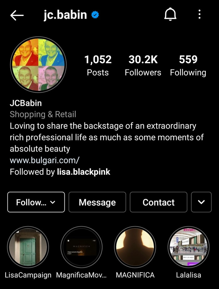 Highlight story “LisaCampaign” trên Instagram của CEO BVLGARI