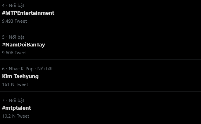 Những hashtag #MTPEntertainment, #NamDoiBanTay, #mtptalent