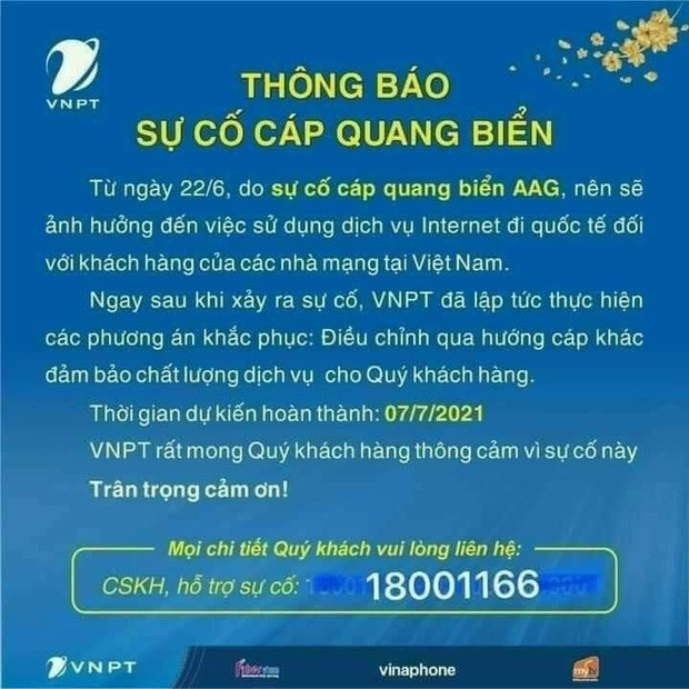 Thông báo của một nhà mạng.