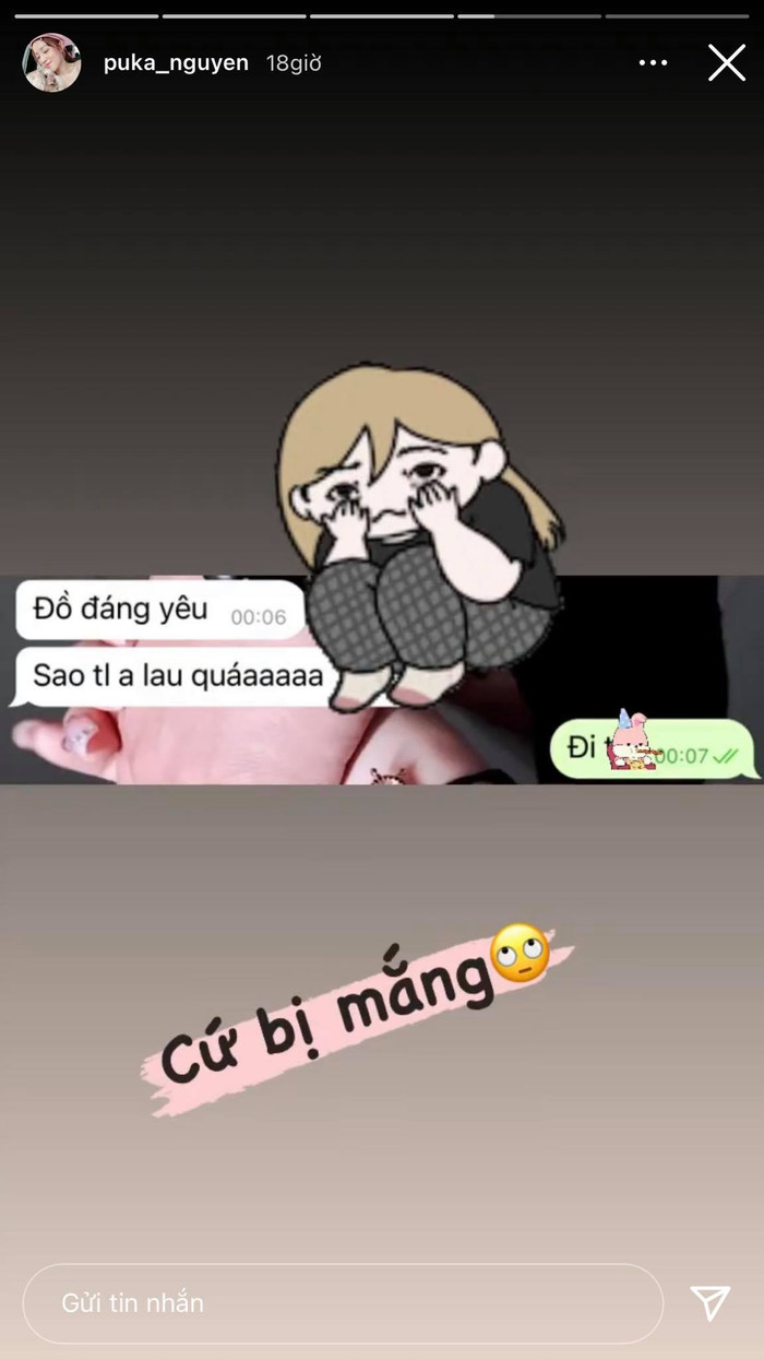 Đoạn tin nhắn được Puka chia sẻ trên trang cá nhân