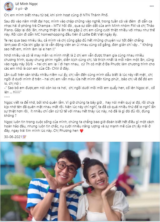 Bài đăng của MC Minh Ngọc về cố diễn viên Mai Phương