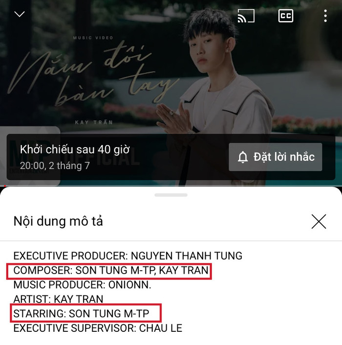 Sơn Tùng M-TP tham gia vào sản phẩm comeback của Kay Trần với vai trò diễn viên chính, ca sĩ và đồng sáng tác.